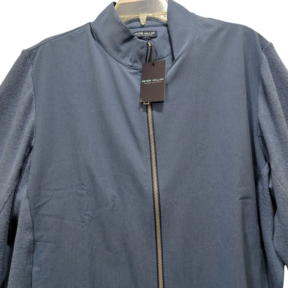 NEW Peter Millar Solstice Performance Hybrid Full-Zip Cardigan OceanBlue Mens XL